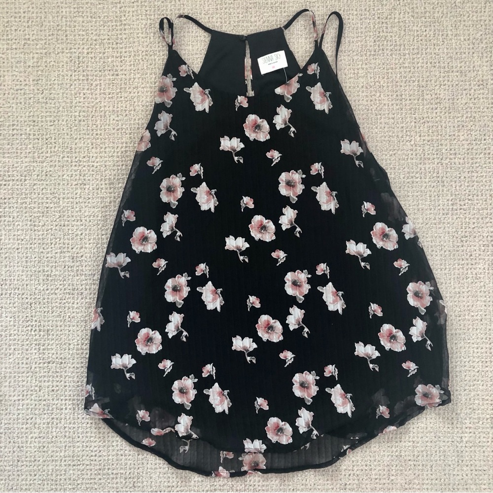 Floral Black Sleeveless Top